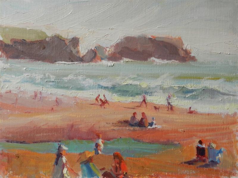 Winters Day at Rodeo Beach plein air painting